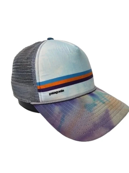 RARE Vintage Patagonia Tie Dye 3 Stripe Logo netplus Roped Padded Trucker Hat - Picture 2 of 7